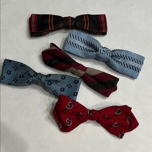 Vintage Men's Bow Tie lot of 5 - Red, Blues & browns #1